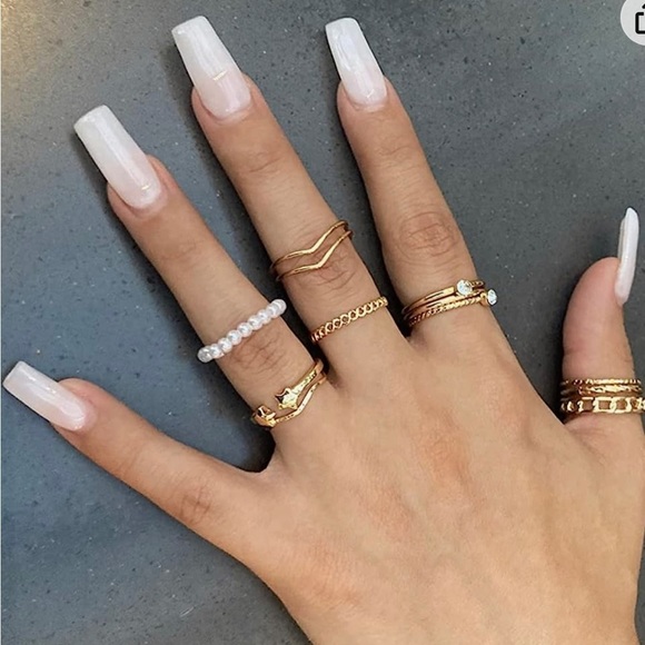 Assorted Stackable Gold Ring Set Women 10 pcs Assorted Ring Size 4.5-8  NWOT - Picture 4 of 5